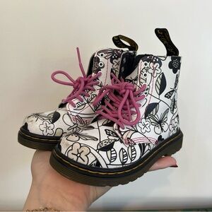 Dr. Martens Floral Boots with Pink Accents